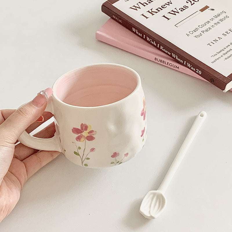 Ceramic Cup Gift, Decorative Teacup Set, Pink Floral Teacup - available at Sparq Mart