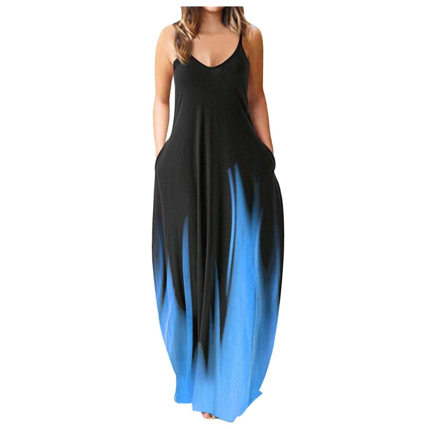 casual sling dress, plus size dresses, print long dress - available at Sparq Mart