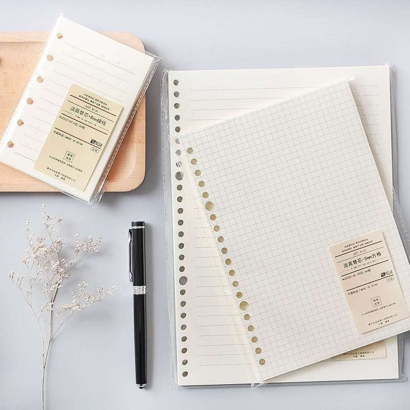 6-hole punched inserts, A5 paper refill, B5 notebook pages - available at Sparq Mart