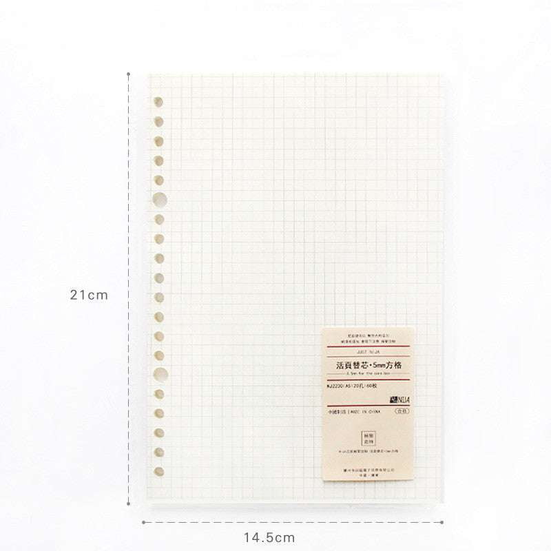 6-hole punched inserts, A5 paper refill, B5 notebook pages - available at Sparq Mart