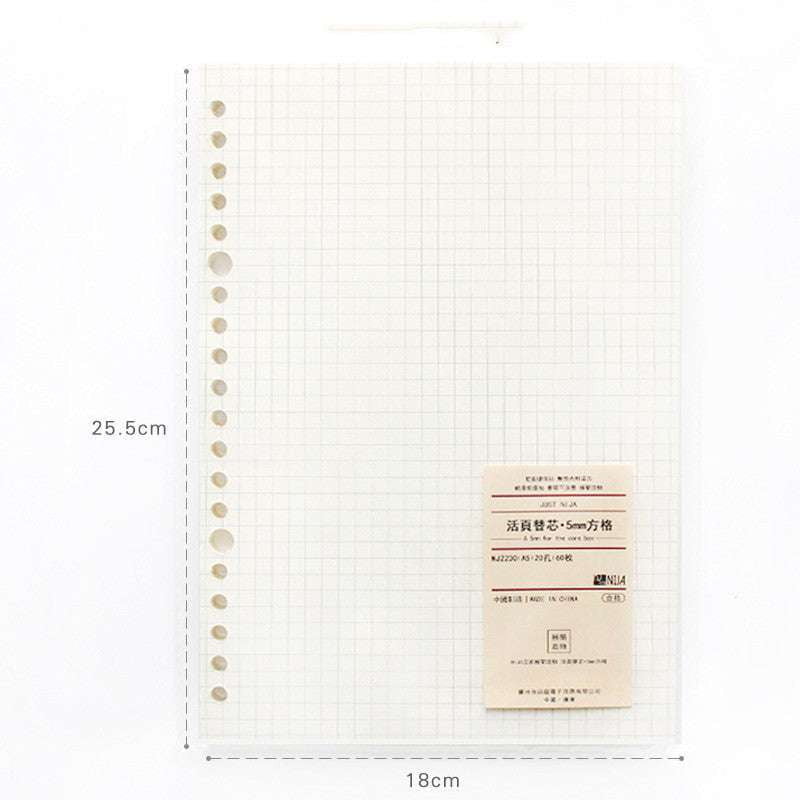 6-hole punched inserts, A5 paper refill, B5 notebook pages - available at Sparq Mart