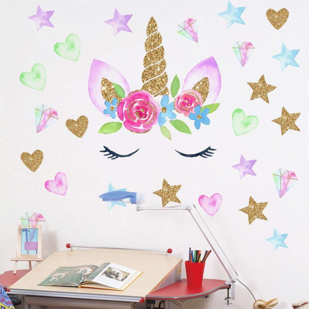 Golden wall stickers, hand painted wall decoration, living room bedroom decor - available at Sparq Mart