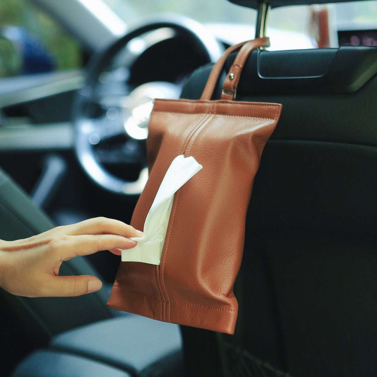 Car Storage Accessory, Leather Hanging Organizer, Vehicle Interior Organization - available at Sparq Mart