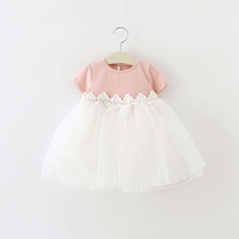 Baby Pink Dress, Cotton Princess Dress, Girls Mesh Skirt - available at Sparq Mart