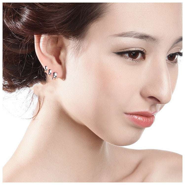 S925 Glossy Earrings, Sparkling Silver Studs, Sterling Silver Earrings - available at Sparq Mart