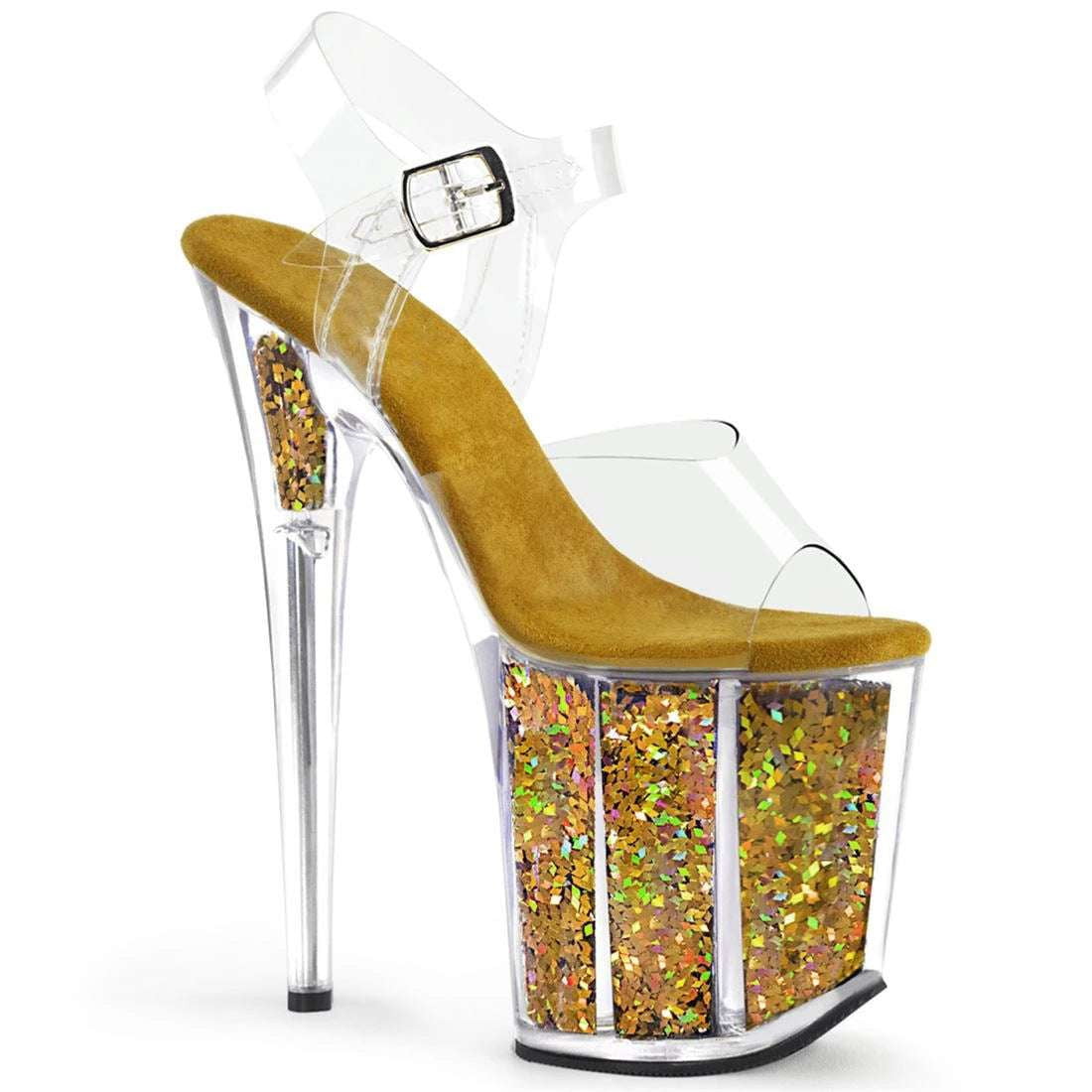 Sequined Evening Shoes, Sexy Platform Heels, Transparent Stiletto Pumps - available at Sparq Mart