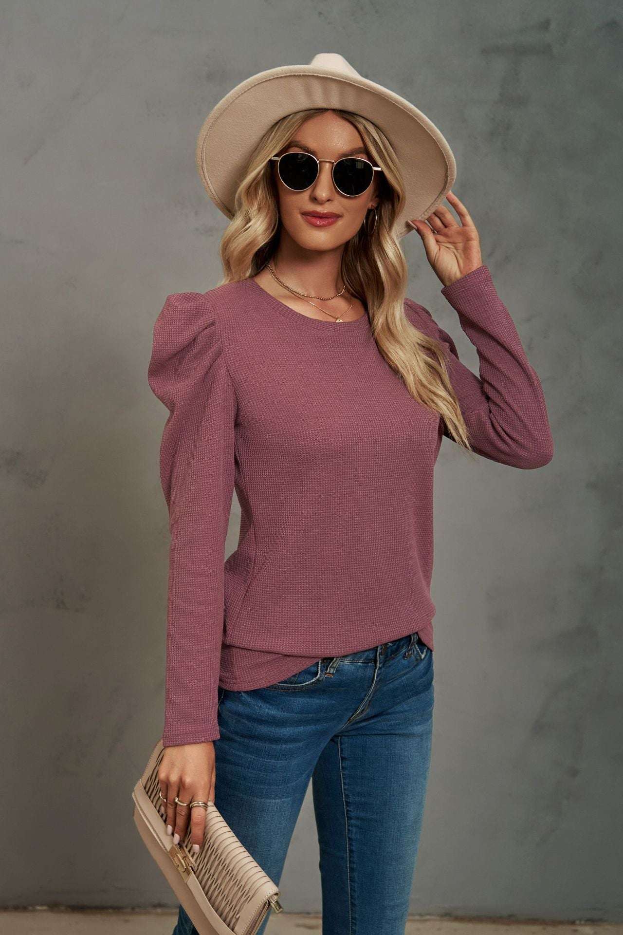 Stylish Women's Top, Waffle T-shirt Top, Women's Long-sleeve Top - available at Sparq Mart