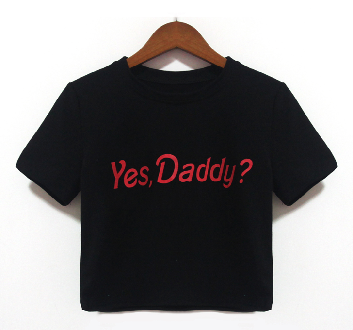 printed short-sleeved T-shirt, trendiest Yes Daddy Tee, wholesale slim round neck - available at Sparq Mart