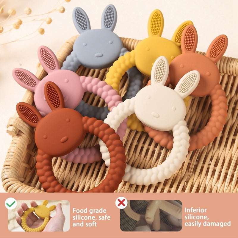 Baby Chewing Toy, Infant Gum Soother, Silicone Rabbit Teether - available at Sparq Mart