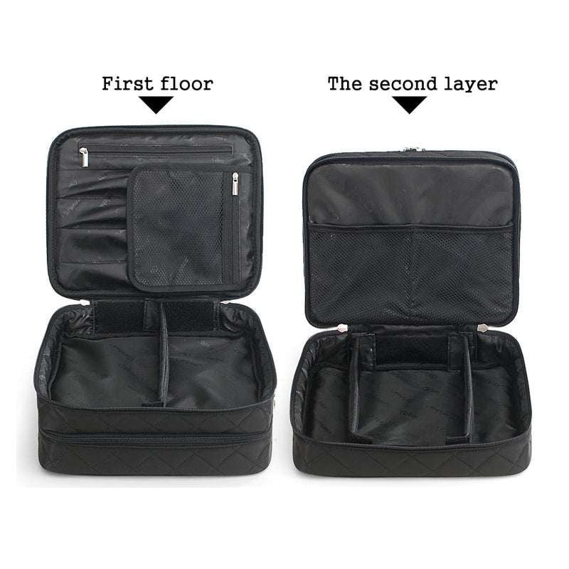 Double-Deck Cosmetic Case, Makeup Organizer Pouch, Spacious Makeup Bag - available at Sparq Mart