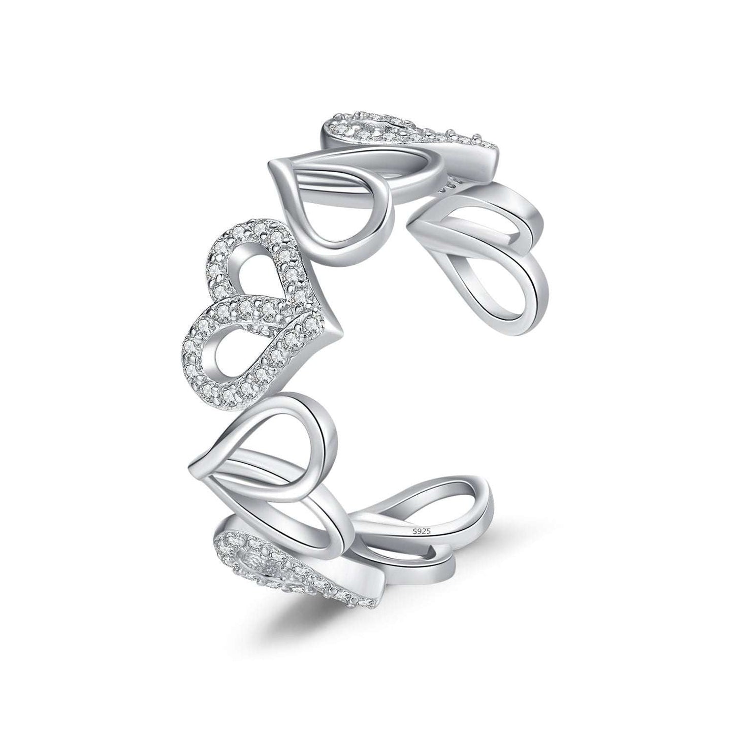 Adjustable Silver Ring., Heart Shaped Ring, Sterling Silver Love - available at Sparq Mart