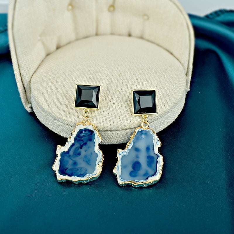 High-quality Square Earrings, Ink Blue Jewelry, Unique Acrylic Earrings - available at Sparq Mart