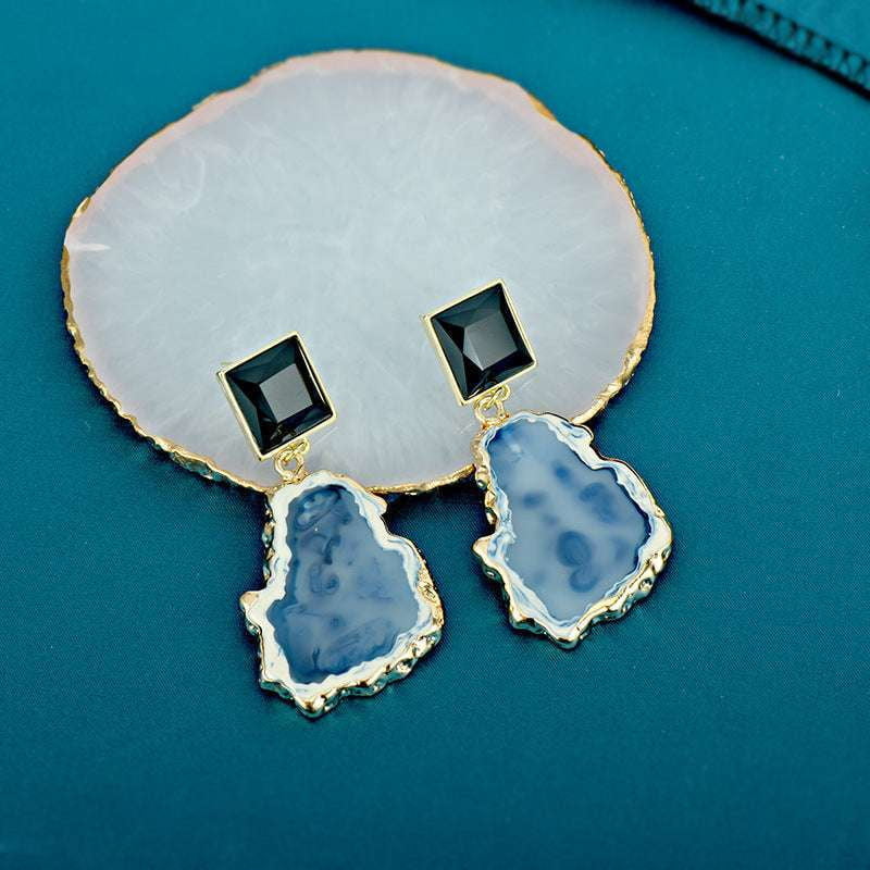 High-quality Square Earrings, Ink Blue Jewelry, Unique Acrylic Earrings - available at Sparq Mart