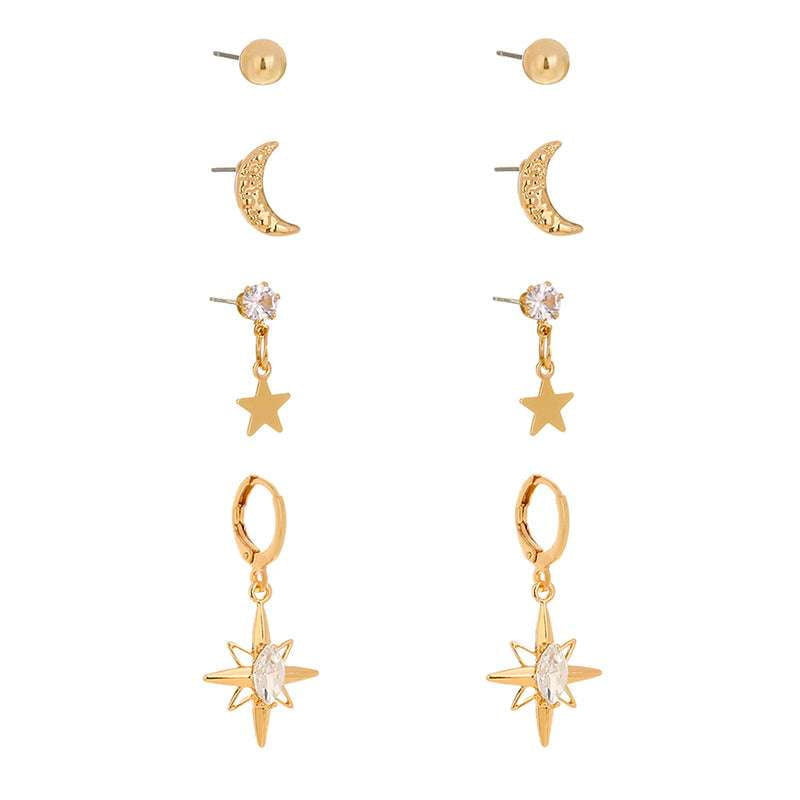 celestial stud earrings, fashion earring set, moon star jewelry - available at Sparq Mart