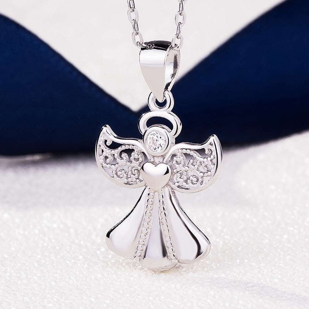 Angel Necklace Pendant, S925 Women Necklace, Sterling Silver Charm - available at Sparq Mart