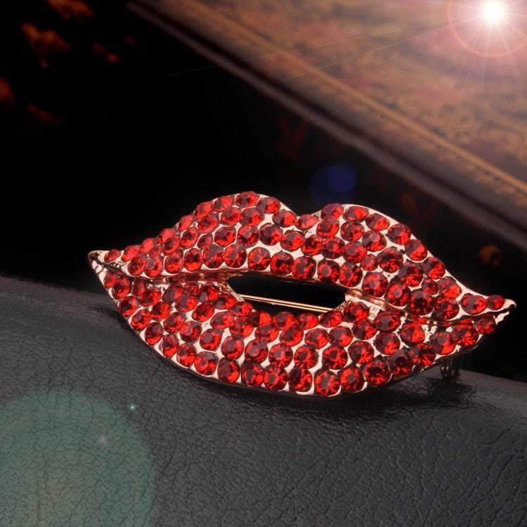 Crystal Lips Brooch, Fashion Jewelry for Women, Unique Brooch Design - available at Sparq Mart