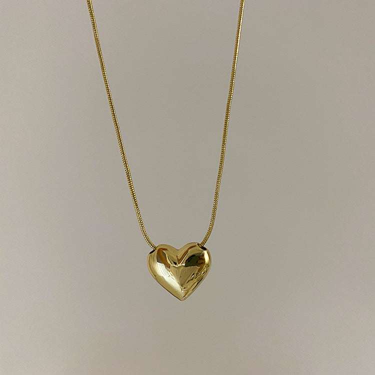 Metal heart necklace, Three-dimensional pendant, Versatile necklace - available at Sparq Mart