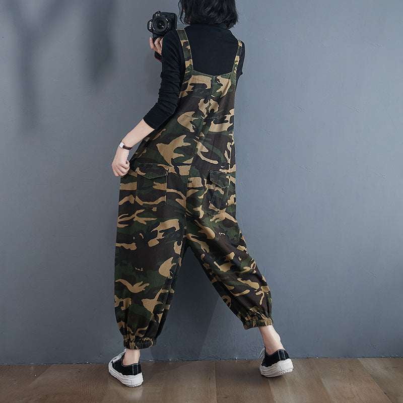 Casual Denim Jumpsuits, Comfortable Camo Overalls, Trendy Women's Harem - available at Sparq Mart