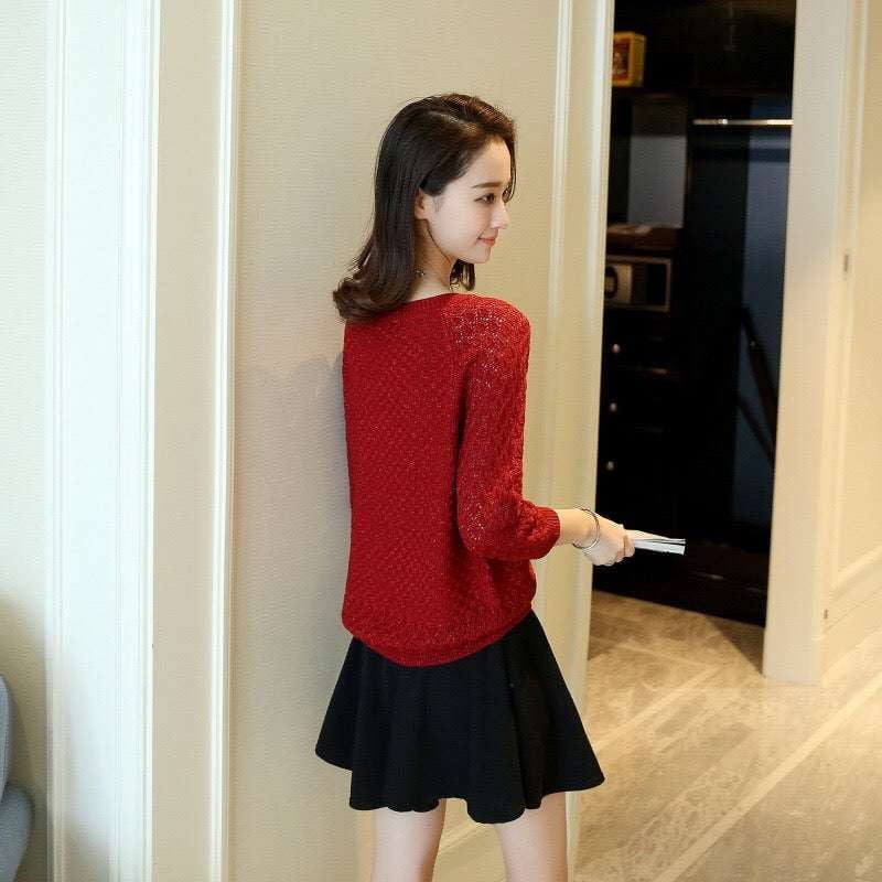 Wine Red Sweater Cutout Knit Top Short Cutout Sweater - available at Sparq Mart