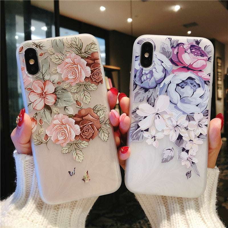 Embossed phone cover, Floral iPhone case, Protective iPhone skin - available at Sparq Mart