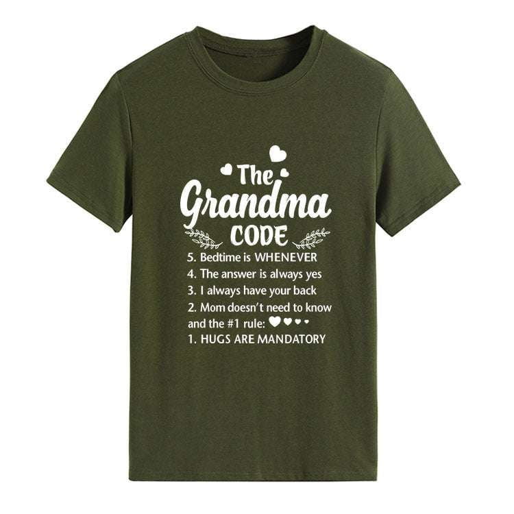 Grandma Code shirts, letter print shirts, round neck shirts - available at Sparq Mart