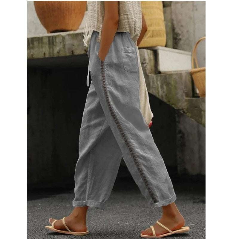 Casual Cropped Trousers, Lace Cropped Pants, Stylish Women's Pants - available at Sparq Mart