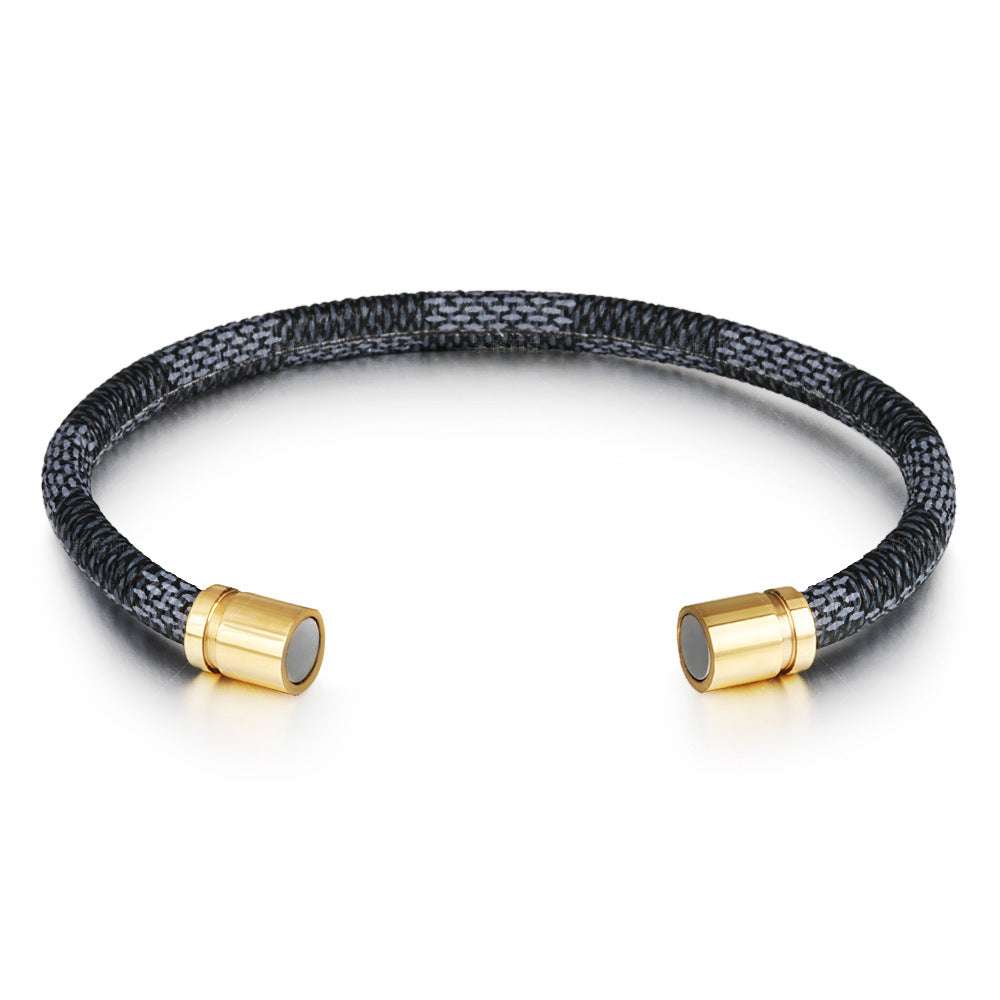 leather striped bracelet, magnetic buckle bracelet, stylish bracelet - available at Sparq Mart