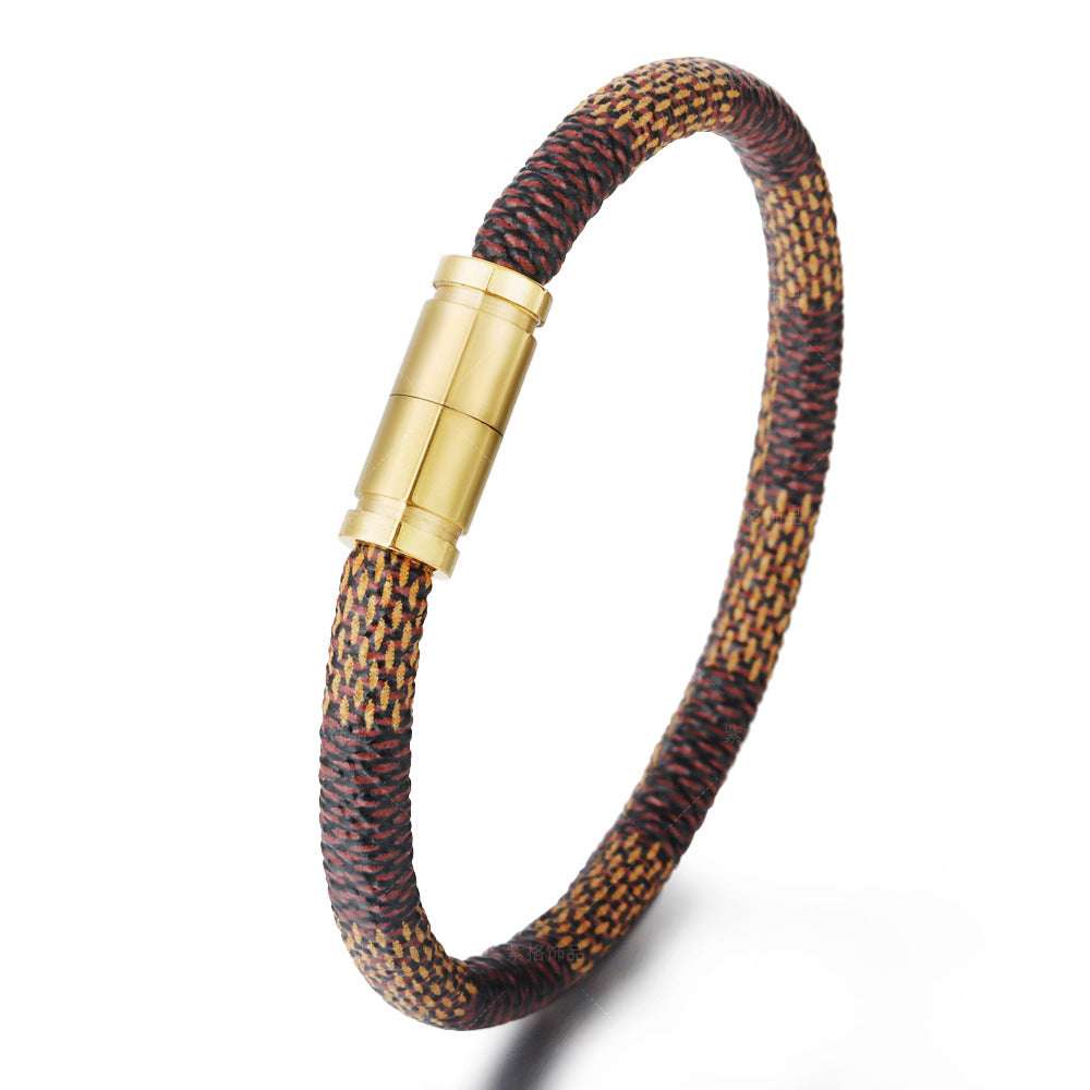 leather striped bracelet, magnetic buckle bracelet, stylish bracelet - available at Sparq Mart