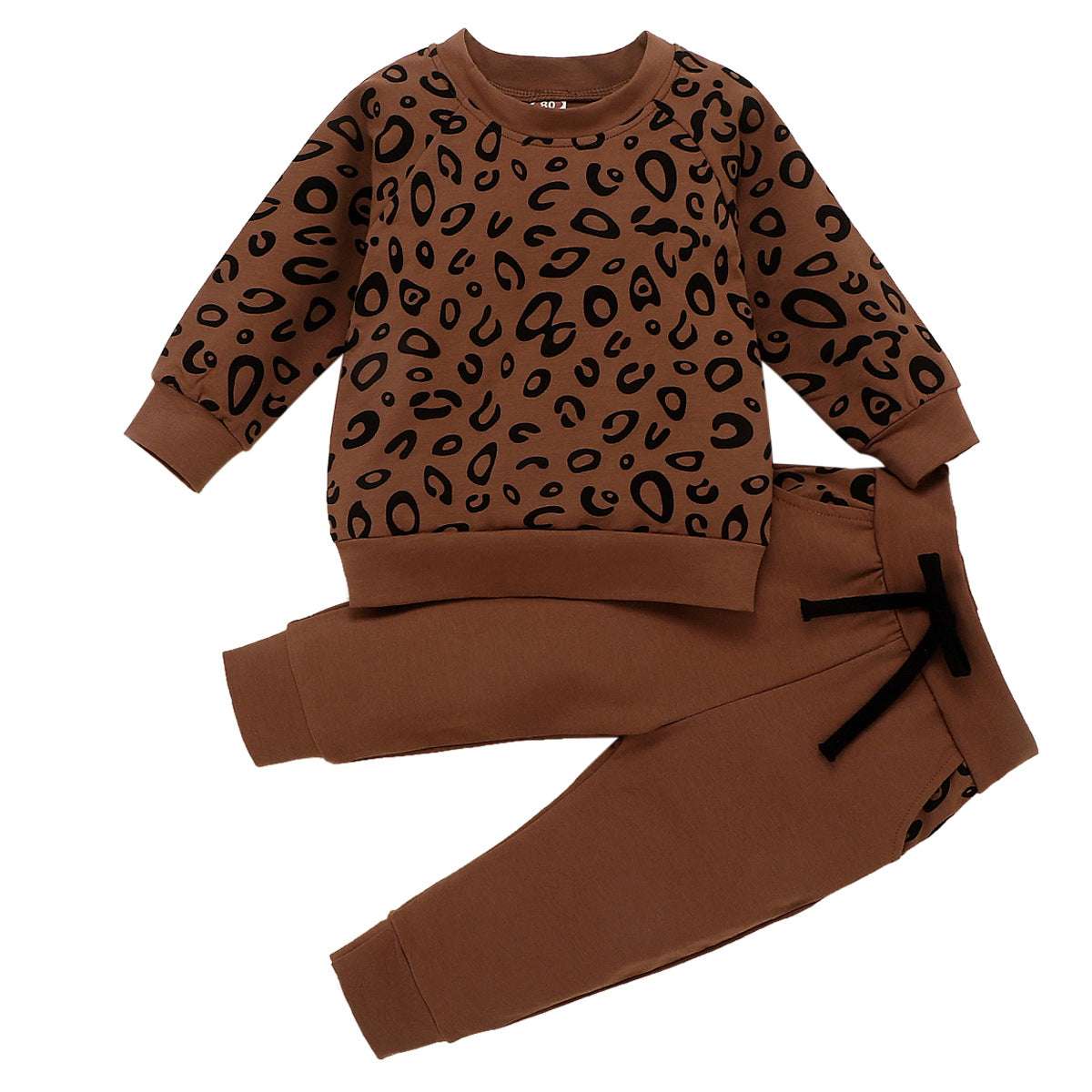 Solid Color Trousers, Stylish Leopard Print, Trendy Sweatshirt - available at Sparq Mart