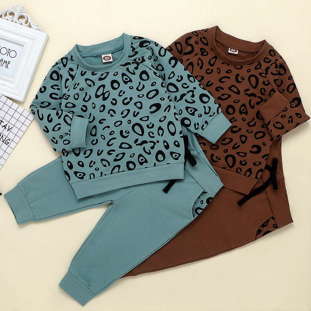 Solid Color Trousers, Stylish Leopard Print, Trendy Sweatshirt - available at Sparq Mart