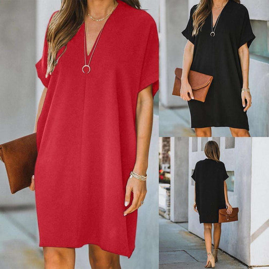 European and American fashion, plus size v-neck dress, stylish dress for women - available at Sparq Mart