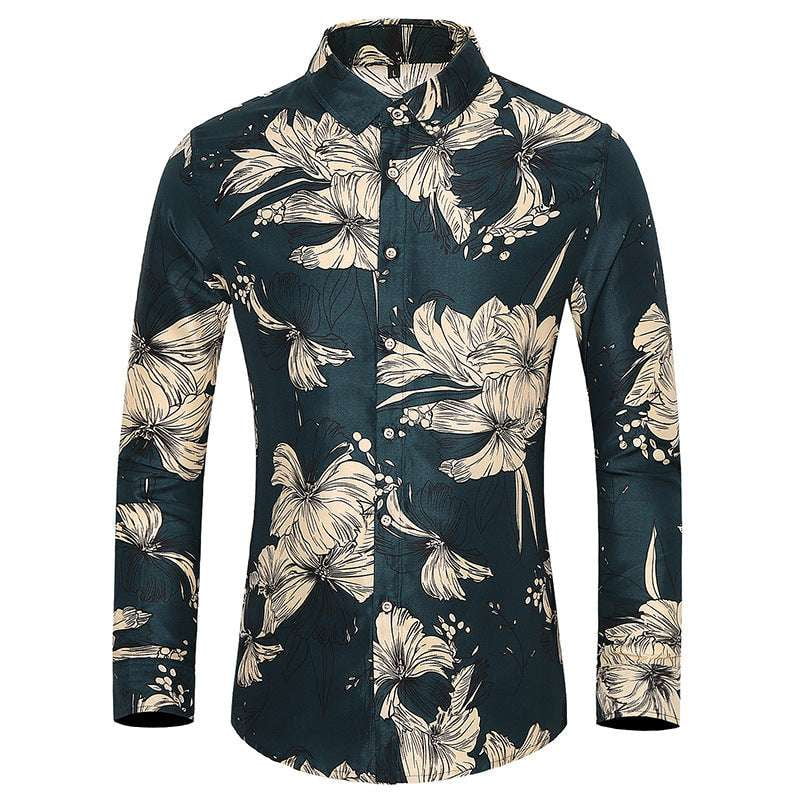 casual men's tops, plus size clothing, printed shirt - available at Sparq Mart