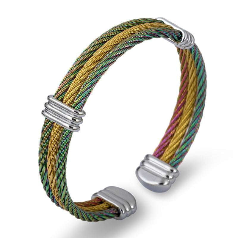 Braided Hemp Bracelet, Rope Bracelet Men, Steel Wire Bracelet - available at Sparq Mart