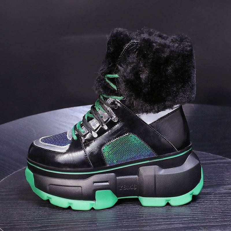 Comfy Snow Footwear, Velvet Snow Boots, Women's Platform Boots - available at Sparq Mart