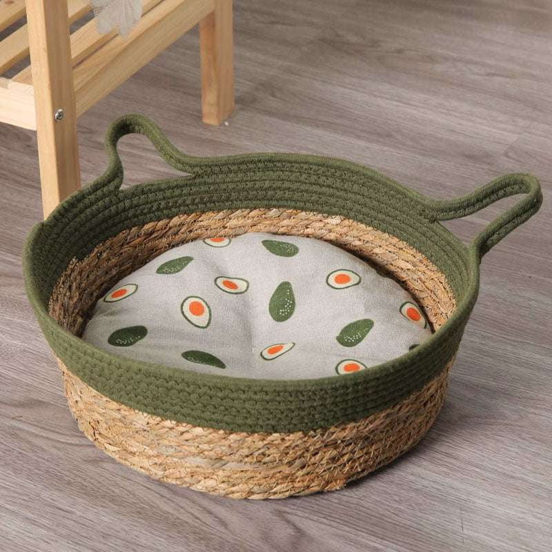 cool cat nest, summer cat bed, woven cat basket - available at Sparq Mart