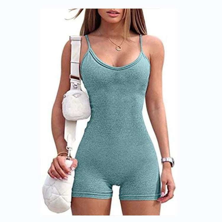 Sexy Tight Rompers, Summer One-piece Shorts, Suspender Shorts Outfit - available at Sparq Mart