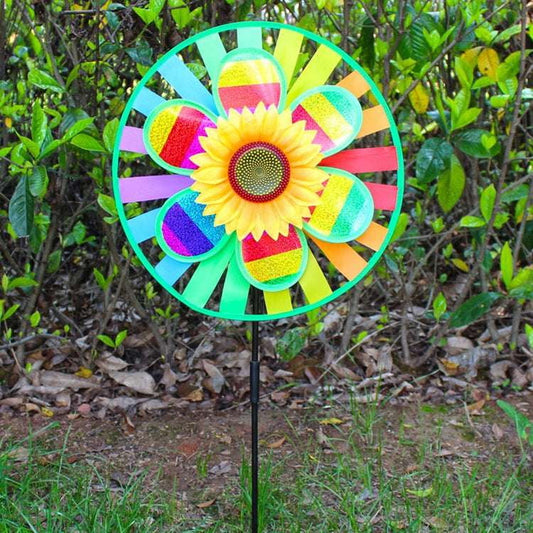 Colorful Sunflower Windmill, Garden Decoration Windmill, Outdoor Sequin Windspinner - available at Sparq Mart