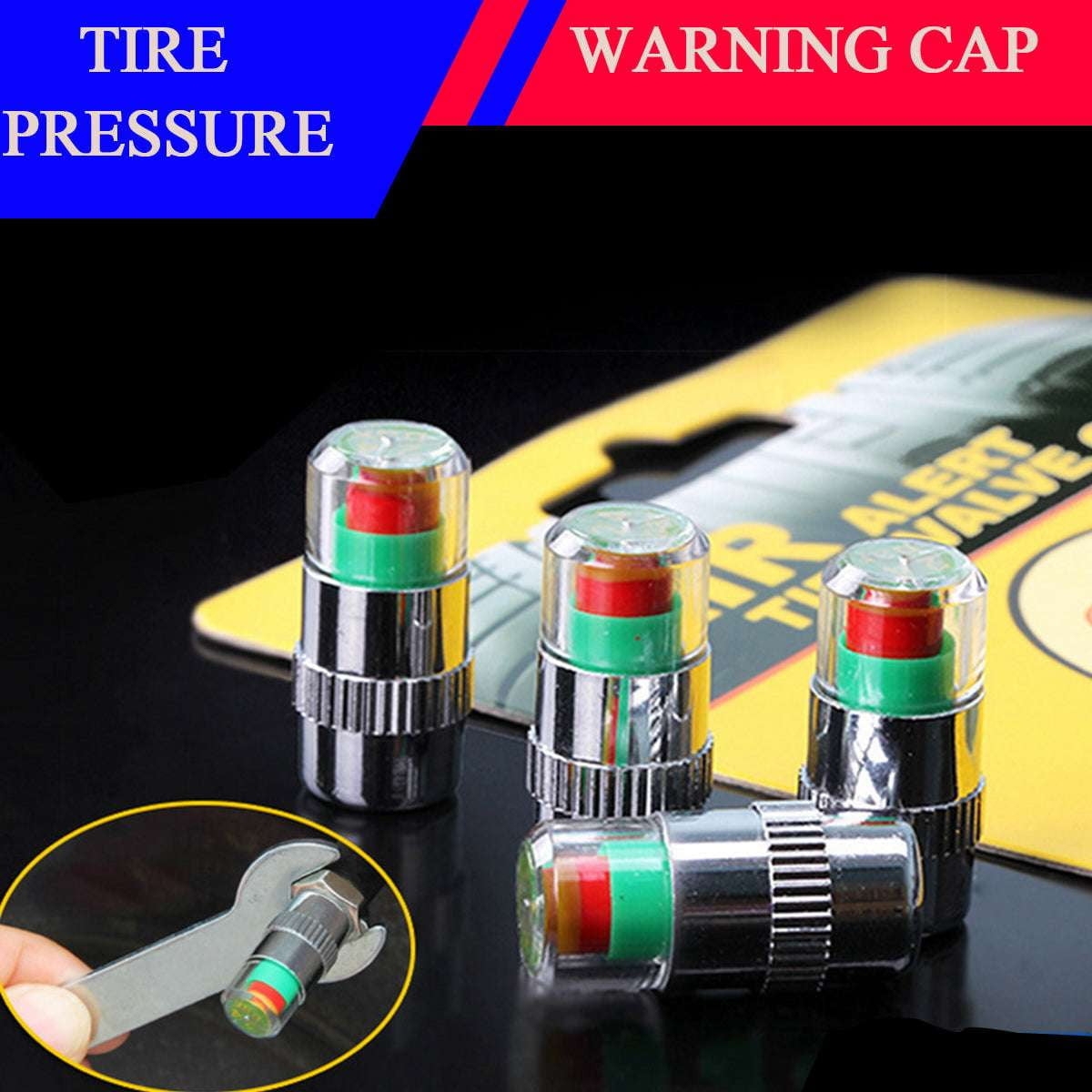 Monitoring Valve Head, Pressure Valve Caps, Tire Cap Set - available at Sparq Mart