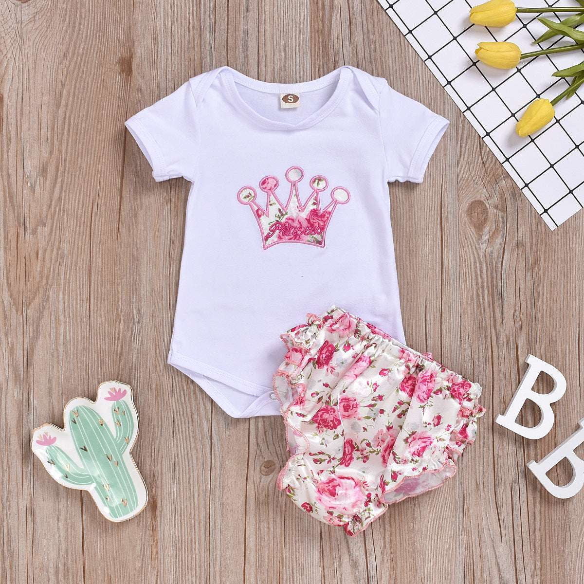 Crown Embroidered Set, Embroidered Toddler Outfit, Floral Skirt Set - available at Sparq Mart