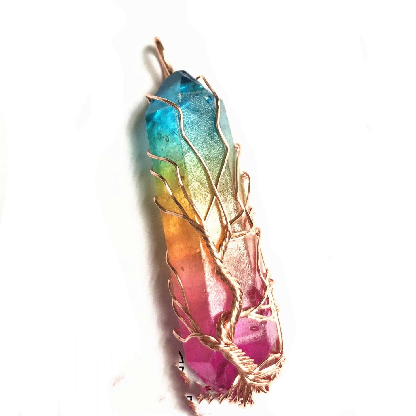 Colorful Pendant Necklace, Rainbow Crystal Necklace, Tree Life Pendant - available at Sparq Mart