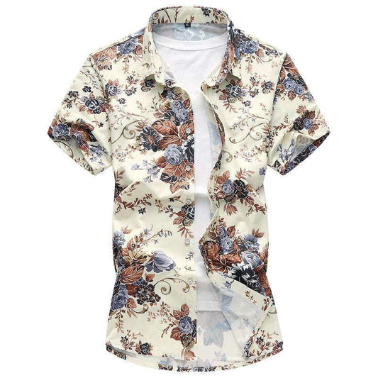 Beige Floral Apparel, Men's Floral Shirt, Trendy Floral Top - available at Sparq Mart