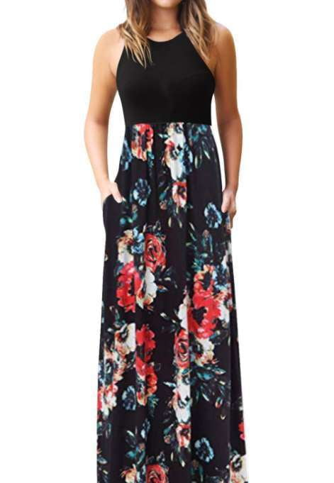 Colorful Patchwork Sundress, Floral Sundress Women, Printed Summer Dress - available at Sparq Mart