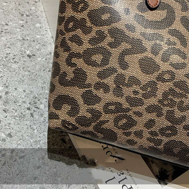 Leopard Print Tote, Portable Fashion Tote, Trendy Shoulder Bag - available at Sparq Mart