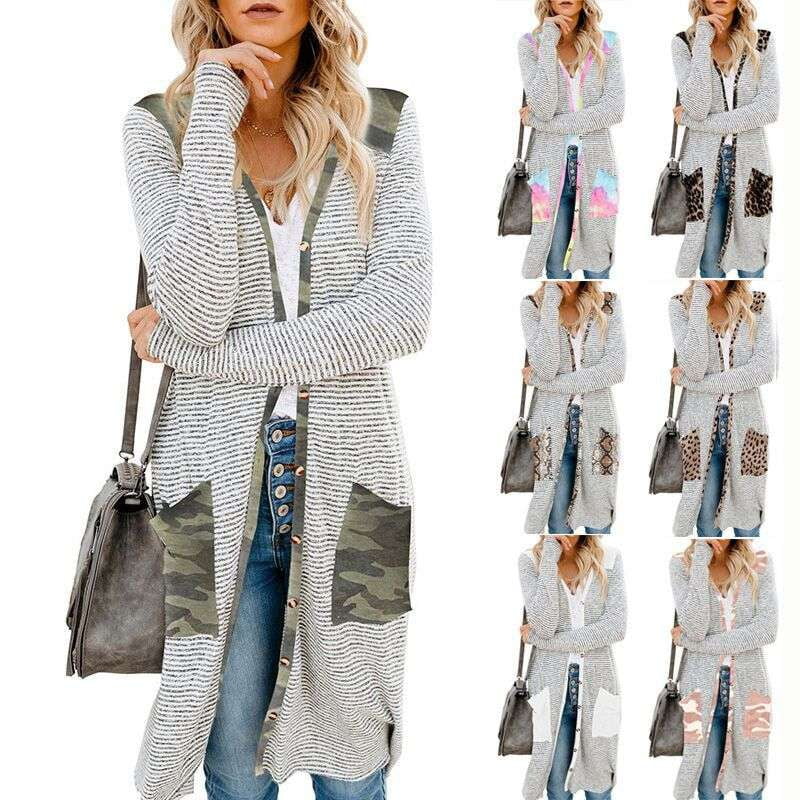 Stylish Knit Cardigan, Versatile Casual Cardigan, Women's Mid-Length Sweater - available at Sparq Mart