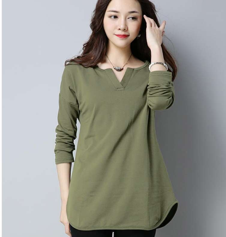 Fashionable Oversized Tees, Loose Long-Sleeve T-Shirt, Plus-Size Autumn Tops - available at Sparq Mart