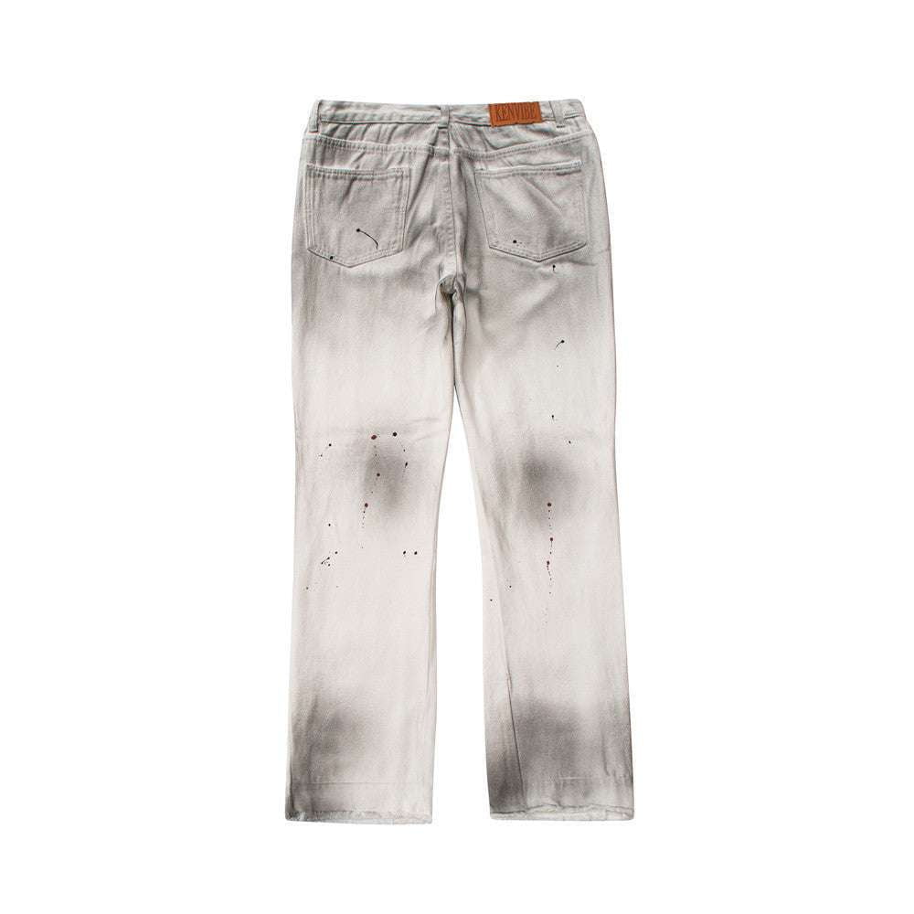 Raw Edge Distressed Jeans, Trendy Tie-dye Denim, Unique Men's Tie-dye - available at Sparq Mart