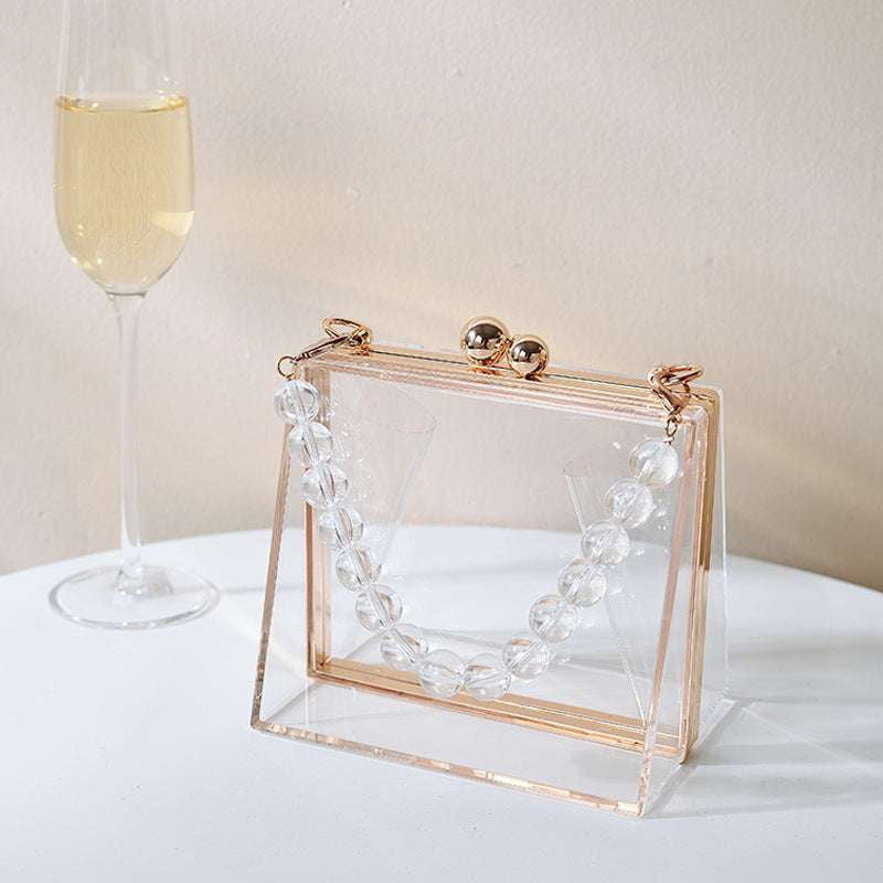 Detachable Chain Handbag, Evening Clutch Accessory, Stylish Transparent Clutch - available at Sparq Mart