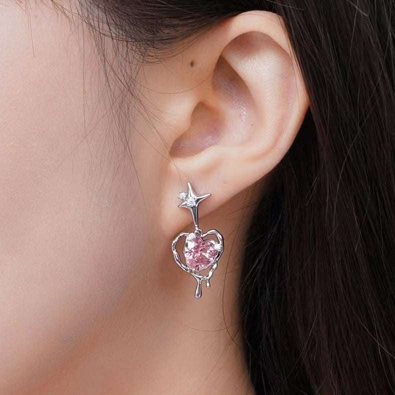 Butterfly Jewelry Gift, Diamond Flower Earrings, Heart Stud Earrings - available at Sparq Mart