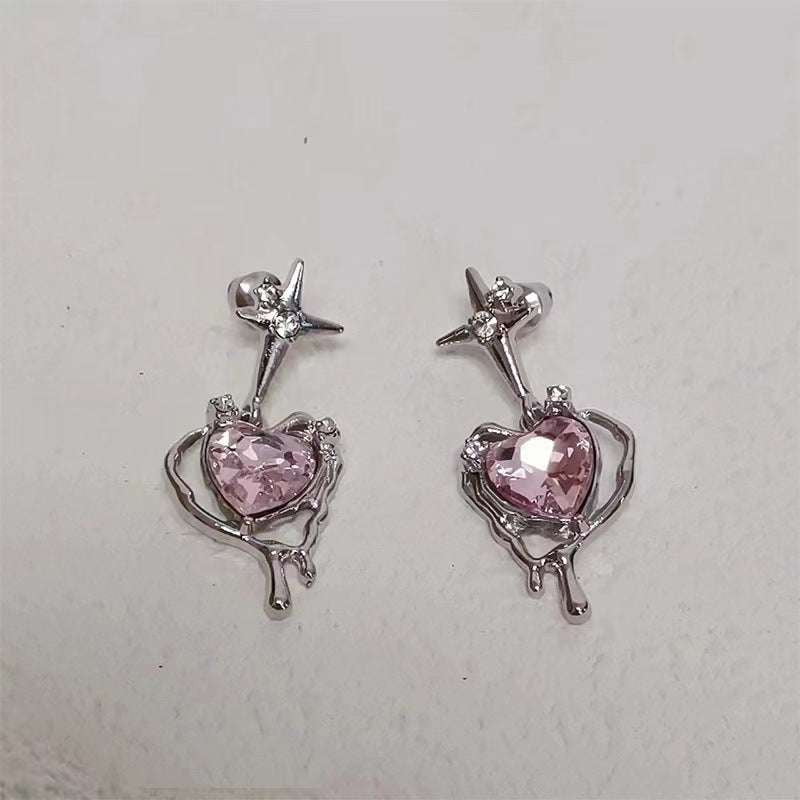 Butterfly Jewelry Gift, Diamond Flower Earrings, Heart Stud Earrings - available at Sparq Mart