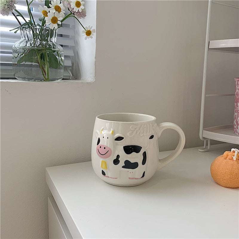 Cartoon Coffee Cup, Ceramic Cow Mug, Creative Ceramic Mug - available at Sparq Mart